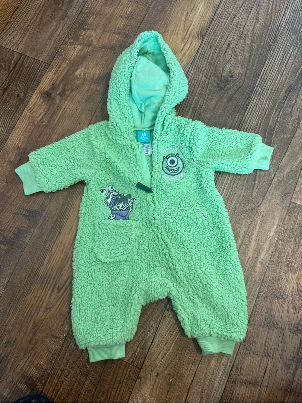 Disney Mint Green Plush Hooded One-Piece Sweatshirt Footie